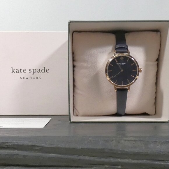 kate spade Accessories - NiB Kate Spade New York Metro Slim Women's Watch,  Navy Blue Leather Strap $198